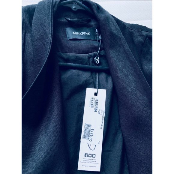 MinkPink New in Town Waterfall Longline Black Vest Size Medium - Picture 5 of 8